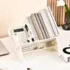 Organizador de Livros de Mesa com Design Inclinado, Suporte de Livros Multifuncional com Compartimento de Armazenamento, Suporte de Mesa em PET para Home Office Estudo