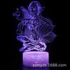 Lámpara de mesa 3D transfronteriza dedicada a la serie Mermaid, lámpara LED, regalos creativos, luz nocturna visual tridimensional colorida.