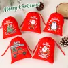 Bolsa de Veludo com Cordão para Doces de Natal Transfronteiriça Estampa de Desenho Animado Bolsa de Presente de Natal para Idosos Venda por Atacado