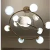 Lámpara de Sala de Estar Moderna Simple de Gama Alta Candelabro de Bola de Burbujas Lámpara de Dormitorio Lámpara Nórdica Lámpara de Planeta de Vidrio Lámpara de Luna