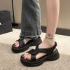 Sandalias para Mujer 2025 Nuevo Verano Ropa Exterior Punta Abierta Sencillas Correa Cruzada Cómodas Suela Gruesa Sandalias Romanas Nicho