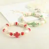 Nova Pulseira de Cerâmica Jingdezhen Trevo de Quatro Folhas, Pulseira de Contas Fresca de Luxo Discreto, Atacado para Barracas, Joias de Amizade