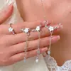 Aretes Flor de Borla Sakura Set de Joyería Lindo Elegante Clásico Japonés Accesorios Dulces y Frescos de Alta Gama