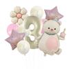 Set de Globos de Película de Aluminio de Oso de Pastel Mágico Números de 32 pulgadas Margarita Fiesta de Cumpleaños Infantil Accesorios para Fotos Dibujos Animados