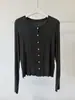 Suavidad Narrada LigeramenteOtoño Temprano Simple Cómodo Cardigan de Punto con Volantes Cuello Redondo de Tencel Acetato Lana Top para Mujer