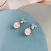 Aretes de Margarita de Invierno con Aguja de Plata S925 Clip para Oreja de Perla Fresca Rosa Aretes de Flores Combinables para Mujer B165X