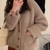 Artículos Europeos Suéter de Piel de Mapache Otoño e Invierno 2026 Suéter Suave para Mujer Cuello en V Estilo Francés Chaqueta de Punto a la Moda