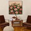 Mural Floral Marino, Pintura Decorativa de Restaurante Estilo Francés de Mediados de Siglo, Pintura Colgante Retro de Alta Gama para Mesa de Comedor, Pintura Personalizada