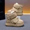 Botas de nieve para niños con forro de felpa, zapatos de algodón cálidos para invierno, botines para niños pequeños y niños pequeños, cierre de velcro, zapatos de felpa