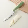 Cuchillo de Fruta de Acero Inoxidable Cuchillo Portátil para Pelar Manzanas Cuchillo Elegante para Cocina del Hogar Estudiante de Dormitorio con Funda para Cuchillo