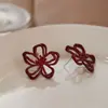 Flores de la Mañana Recogidas al AnochecerDiseño Único de Línea Artística Pendientes Huecos Vintage de Flor, Pendientes de Clip Tipo Bobina de Mosquito para Orejas sin Perforar