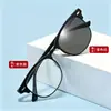 Gafas Retro Ultraligeras que Cambian de Color para Hombre, Detección Automática de Luz, Anti-UV, Doble Uso Interior y Exterior, Montura Negra, Gafas Anti Luz Azul para Mujer