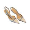 Elegantes Zapatos de Tacón Pequeño de Estilo Francés para Celebridades, Punta Afilada, Blanco Hada, Tacones Altos, Tacón de Aguja, Sandalias de Punta con Pedrería para Mujer, Verano