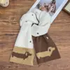 Cachecol de Pelúcia com Bolinhas Dupla Face de Cachorrinho Desenho Animado para Mulheres Outono e Inverno 2025 Estilo Coreano Versátil Cachecol Quente para Pescoço para Estudantes