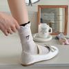Calcetines sin hueso para niños de verano de malla fina transpirable absorbentes de sudor de algodón peinado calcetines apilados lazo bordado calcetines de algodón