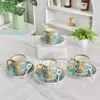 Juego de Café de Porcelana de Alto Valor Familia Fan Retrato con Fondo Verde Tetera Taza Platillo Azucarero para el Hogar Té de la Tarde Regalo