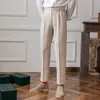2024 Nuevo Pantalón Casual Británico para Hombre para Viajar, Antiarrugas, Largo al Tobillo, Versátil, Retro, de Diseño Niche, de Moda