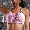 Bikini Night Bar Sexy Disfraz de Bailarina Principal Disfraz de Pole Dance Cuello Colgante Espalda Descubierta Bikini de Mezclilla para Mujer