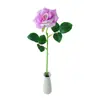 Rosa artificial morado degradado de un solo tallo con un toque de alta gama, adecuado para la decoración de la entrada de la sala de estar y el ambiente fotográfico
