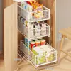 Solución de almacenamiento multicapa para gabinetes principales, estante para snacks, perfecto para dormitorios estudiantiles, canasta extraíble para gabinete profundo, caja de almacenamiento debajo del gabinete