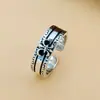 Anel de Cruz de Prata Esterlina s925 Levemente Luxuoso Tendência Masculina ins Feminino Hip Hop Nicho Retrô Anel Personalizado Anel de Cauda Casal