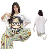Pijama de Venta Caliente de Fábrica Original con Almohadillas en el Pecho para Mujer, Mangas Cortas y Pantalones Largos, Ropa de Casa de Verano, Conjunto de Algodón Nube para Usar Fuera