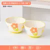 Set de tazón y plato de cerámica con esmalte bajo y relieve de flores y pájaros de dibujos animados creativos, juego de vajilla para el hogar, regalo para inauguración de casa