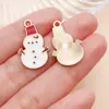 Colgantes Serie Navideña de Aleación Roja con Goteo de Aceite Muñeco de Nieve Copo de Nieve Charms Accesorios para Pendientes Llavero DIY