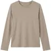 Ropa de otoño mascarilla facial camiseta de manga larga mujer holgada color liso capa interior camisa base corte ajustado estiliza cuello redondo cubierta top elegante