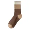 Calcetines de Algodón Otoño e Invierno 7A Antibacterianos y Resistentes al Olor Calcetas Maillard para Mujer, Calcetas Acampanadas de Longitud Media, Calcetines Versátiles y Cálidos para Mujer
