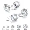 Brincos de Titânio com Cravação de Quatro Garras e Diamantes Duplos, Tarraxas de Zircônia 5A, Piercing Corporal de Liga de Titânio G23 com Elementos Geométricos Incrustados de Diamantes