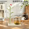 Estante para tazas con forma de árbol de Hello Kitty para uso doméstico en la sala de estar o la mesa del comedor, estante de almacenamiento para tazas de café y té con drenaje y portavasos colgante