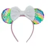 Tiara Infantil Grande com Lantejoulas, Tiara com Laço Colorido Doce, Tiara Fofa de Orelhas do Mickey Mouse, Tiara de Parque de Diversões