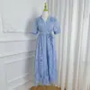 Ropa de Mujer de Comercio Exterior, Foto Real de Vestido de Verano de Alta Gama Estilo Francés con Ceñido a la Cintura, Bordado Pesado, Cuello en V, Multicolor y Diseño Elegante