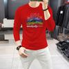 Nueva Camiseta de Manga Larga para Hombre con Letras de Pedrería, Top Ajustado de Cuello Redondo para Principios de Otoño, Camiseta Básica Cómoda y Duradera