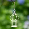 Mini Jaula para Pájaros de Hierro Hueca para Jardín y Plantas, Decoración Colgante DIY, Sauce de Nieve Artificial