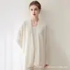 Cardigan de Cashmere 100% Feminino Outono/Inverno Estilo Preguiçoso Casual Solto Versátil Tricô Sem Botão Casaco de Cashmere