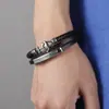 Estilo Punk Pulsera de Cuero con Ancla de Acero Inoxidable Cuero Trenzado Multicapa Joyería Personalizada Pulsera de Acero de Titanio Joyería de Moda