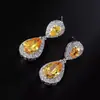 Pendientes de personalidad de moda europea y americana con forma de gota de agua y circonita AAA para mujer, temperamento hermoso, Joker, pendientes de marca grande, ventas directas de fábrica