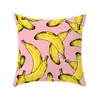Fronha Fofa Estampada com Frutas de Verão Capa de Almofada para Encosto de Sofá de Sala de Estar de Verão Refrescante Melancia Banana