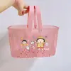 Cesta Transparente de Banheiro Portátil Desenho Animado Dormitório Estudantil Cesta de Armazenamento de Shampoo para Banho Cesta de Armazenamento Diversos para Banheiro