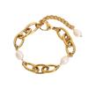Pulsera de acero inoxidable chapado en oro de 18 quilates estilo europeo y americano, cadena ovalada de 12 mm, pulsera gruesa, joyería para mujer