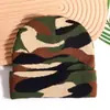 Chapéu Tricotado Jacquard Cacheado Camuflado Transfronteiriço Outono e Inverno Quente para Exterior Y2K Chapéu Pulôver Personalizado Respirável com Proteção para Orelhas