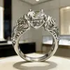 Anillo Huajie de Estilo Nuevo, Sencillo y Versátil, con Circonita para Hombres y Mujeres, Popular Accesorio Transfronterizo, Anillo de Diamante con Diseño Floral Vintage