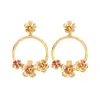 Pendientes de Florales Retro Transfronterizos con Pedrería, Pendientes de Aro Florales Tridimensionales Estilo Ins para Mujer, Pendientes Largos Dulces y Elegantes