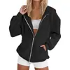 Nueva Sudadera con Capucha de Moda Casual para Mujer, Color Sólido, Manga Raglán, Cremallera, Bolsillo con Cordón