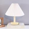 Lámpara de Mesa USB Escandinava Plisada de Noche para Dormitorio de Madera Maciza Regulable Protección Ocular Ambiente Lámpara Led