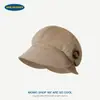 Sombrero de Pescador para Otoño e Invierno, Sombrero de Boina Retro de Pana Marrón con Botones, Sombrero de Cubeta de Gama Alta de Nicho para Mujeres