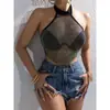 AYJ Ropa de mujer transfronteriza nueva sexy top sin mangas de cuello halter ajustado para festivales de música, top sin espalda de chica hot Y2290