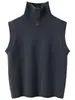 Suéter de punto sin mangas de cuello alto casual de cachemira para mujer, chaleco de punto versátil para capas, suéter simple